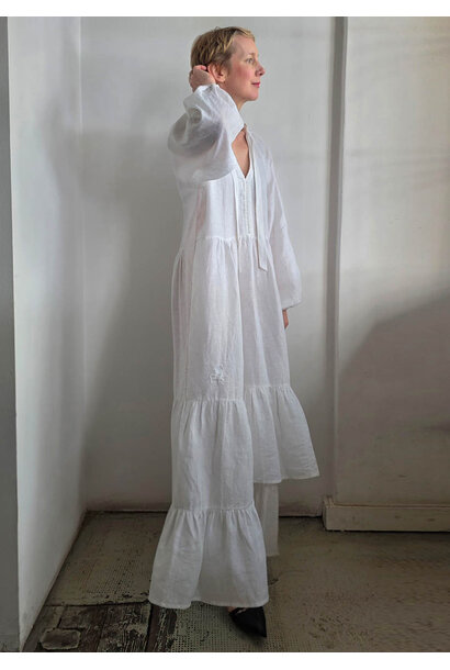 MAXI LEINENKLEID - WEISS