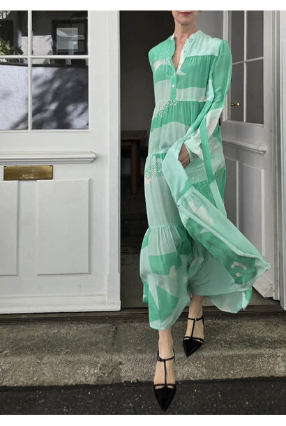 MIDI WIDE SILK DRESS - MINT