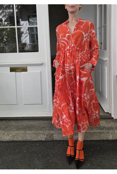 MY MARY SILK DRESS - FIRE