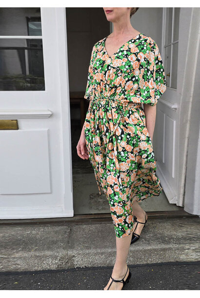 TUNNEL SILK DRESS - MULTI GREEN