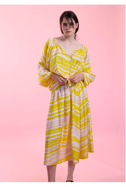 SILK SKIRT MIDI - WAVES YELLOW
