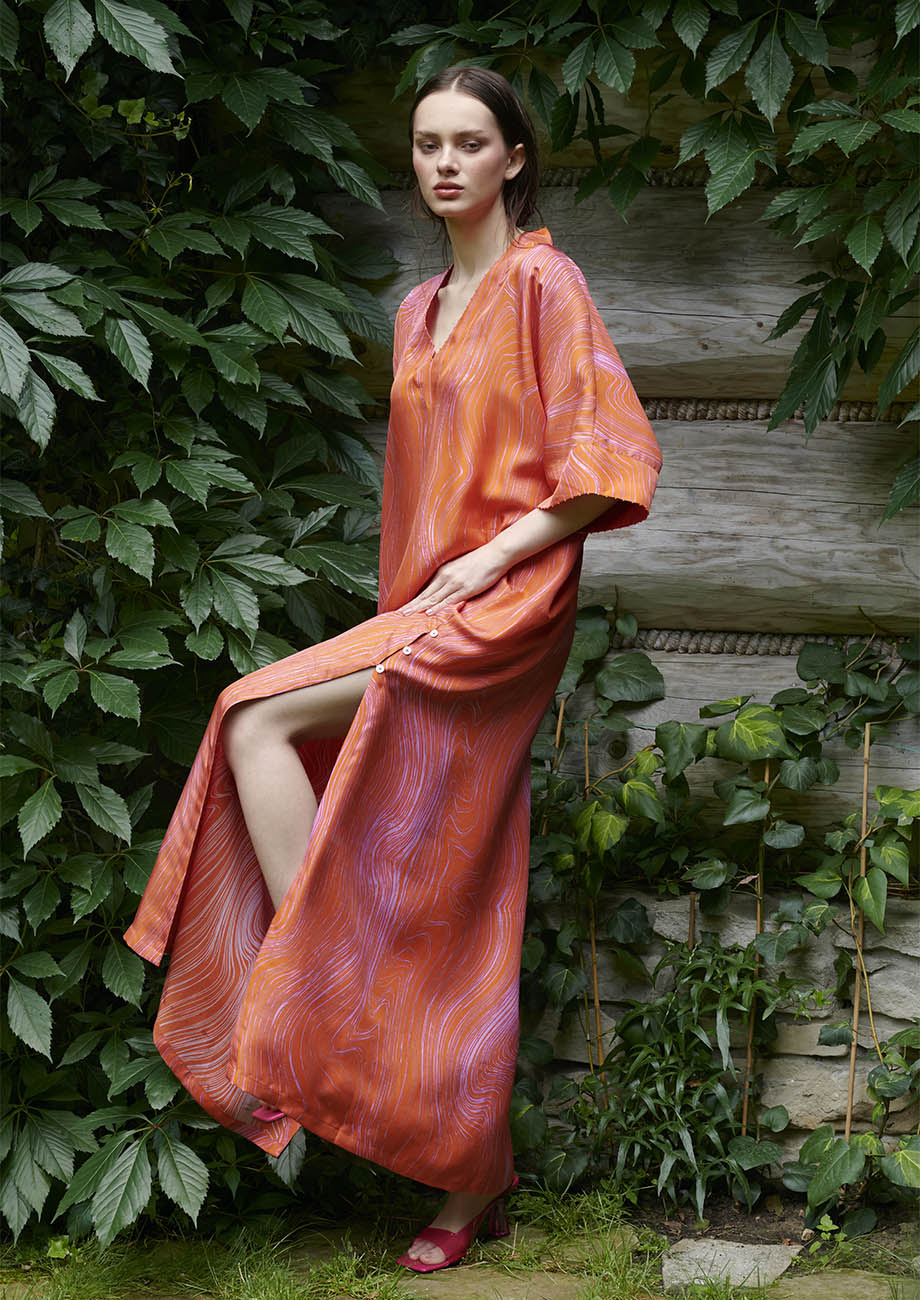 POOL SILK TUNIC - NECTARINE-2