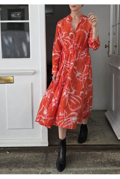 MY MARY SILK DRESS - FIRE