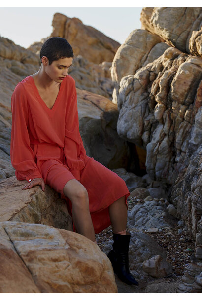 V SEIDENKLEID - HOT CORAL
