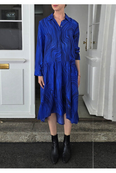 SHIRT SEIDENKLEID - STRONG BLUE