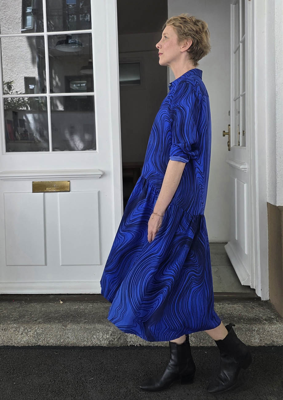 SHIRT SILK DRESS - STRONG BLUE-2