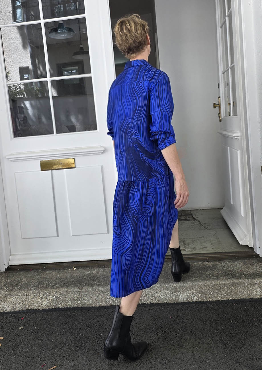 SHIRT SILK DRESS - STRONG BLUE-3