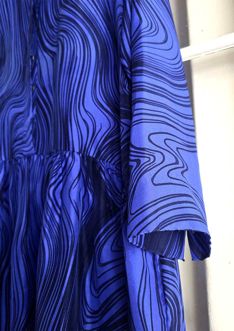 SHIRT SILK DRESS - STRONG BLUE-6