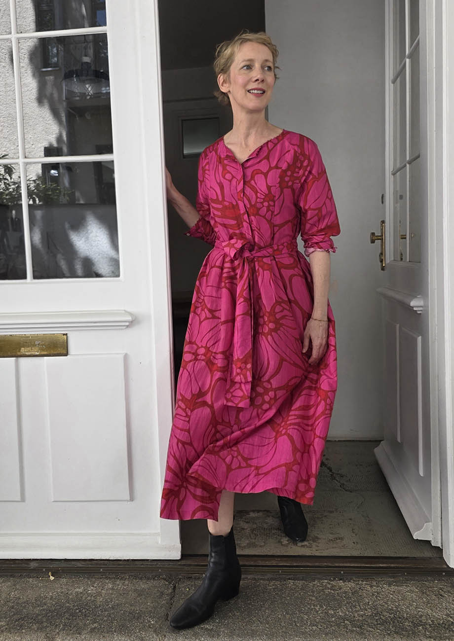 NOON SILK DRESS - FLOWER FUCHSIA-3