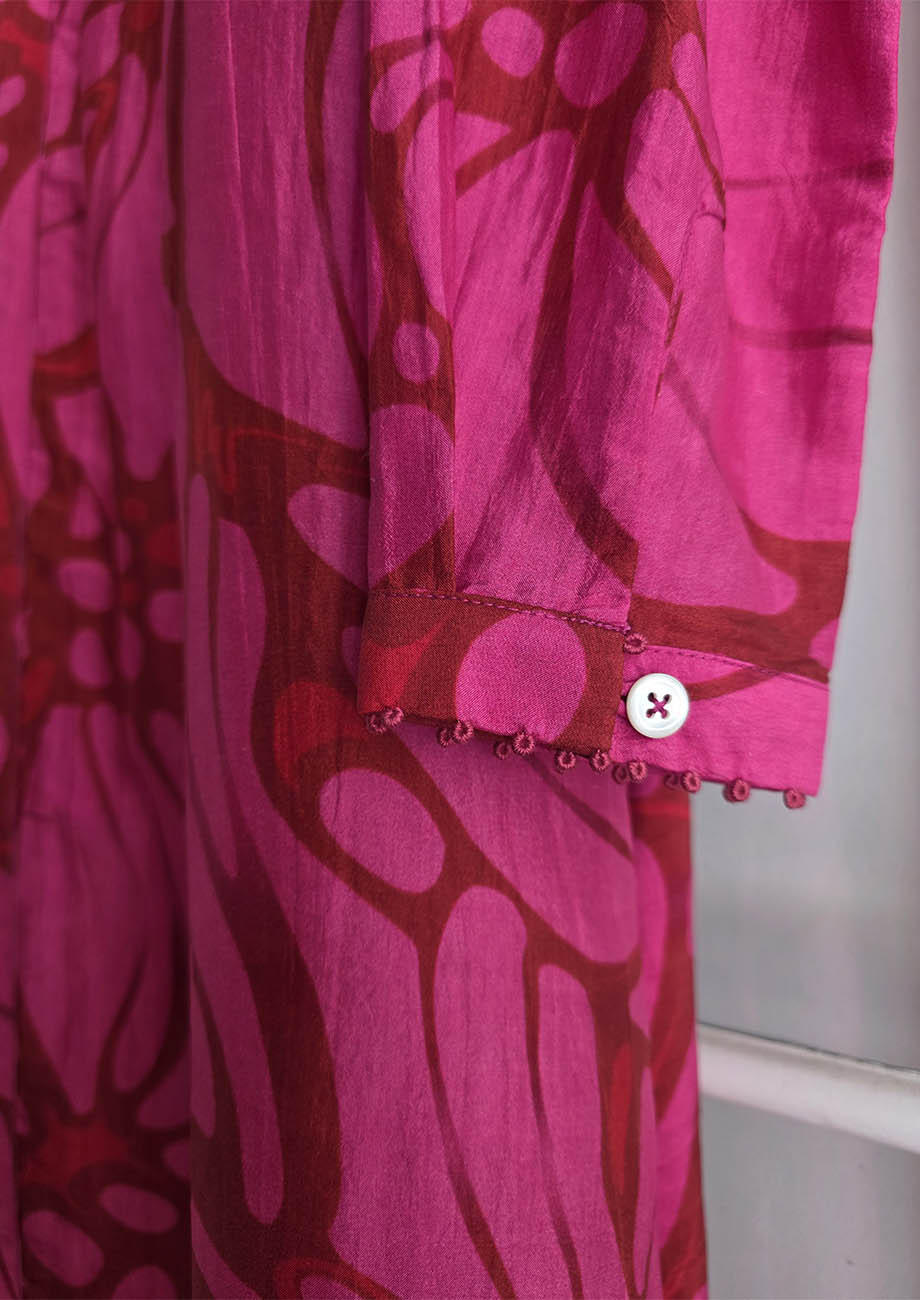 NOON SILK DRESS - FLOWER FUCHSIA-6