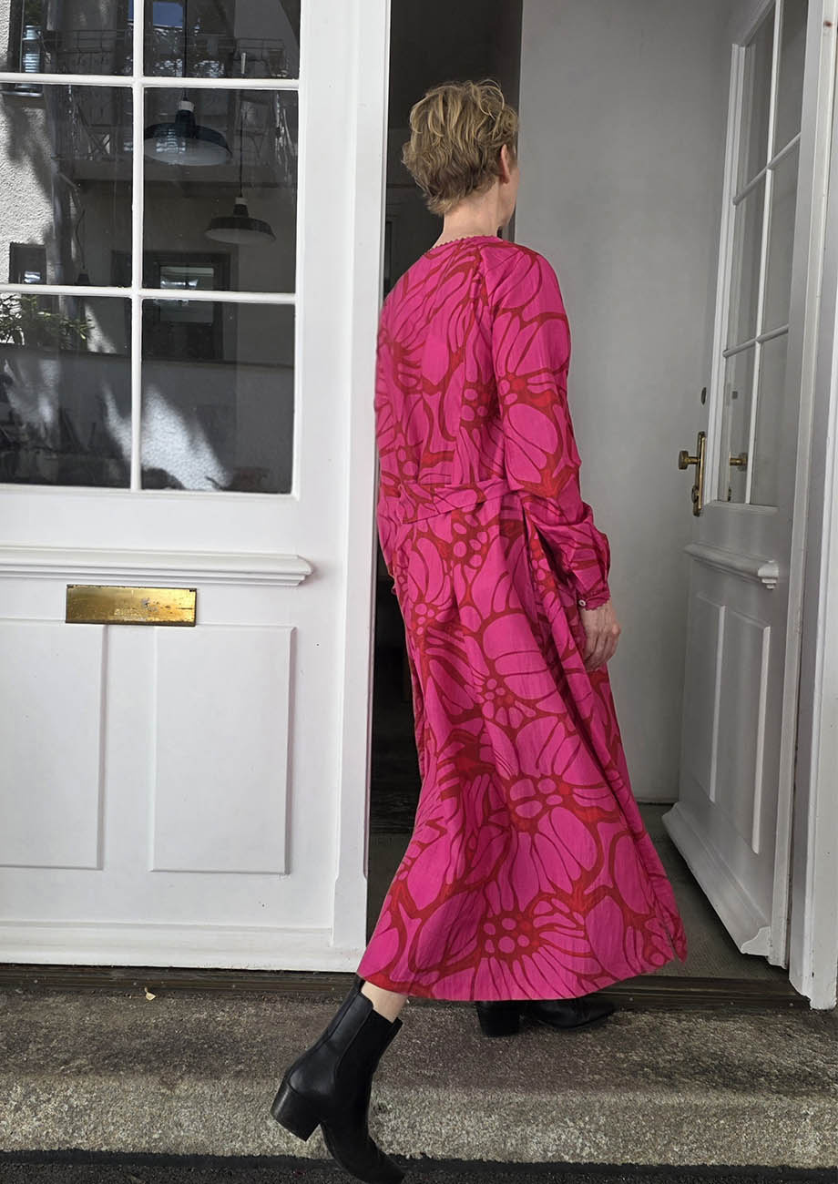 NOON SILK DRESS - FLOWER FUCHSIA-5