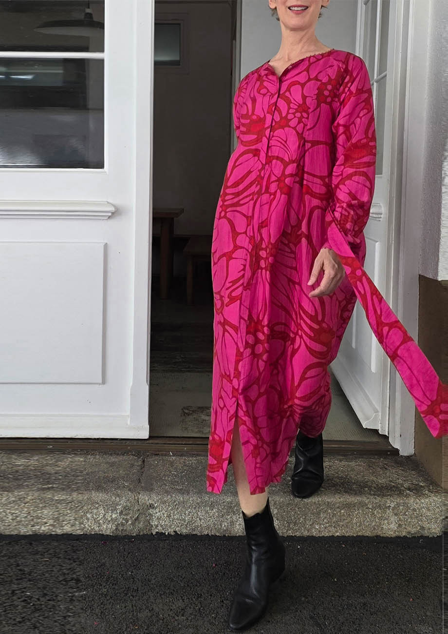 NOON SILK DRESS - FLOWER FUCHSIA-2