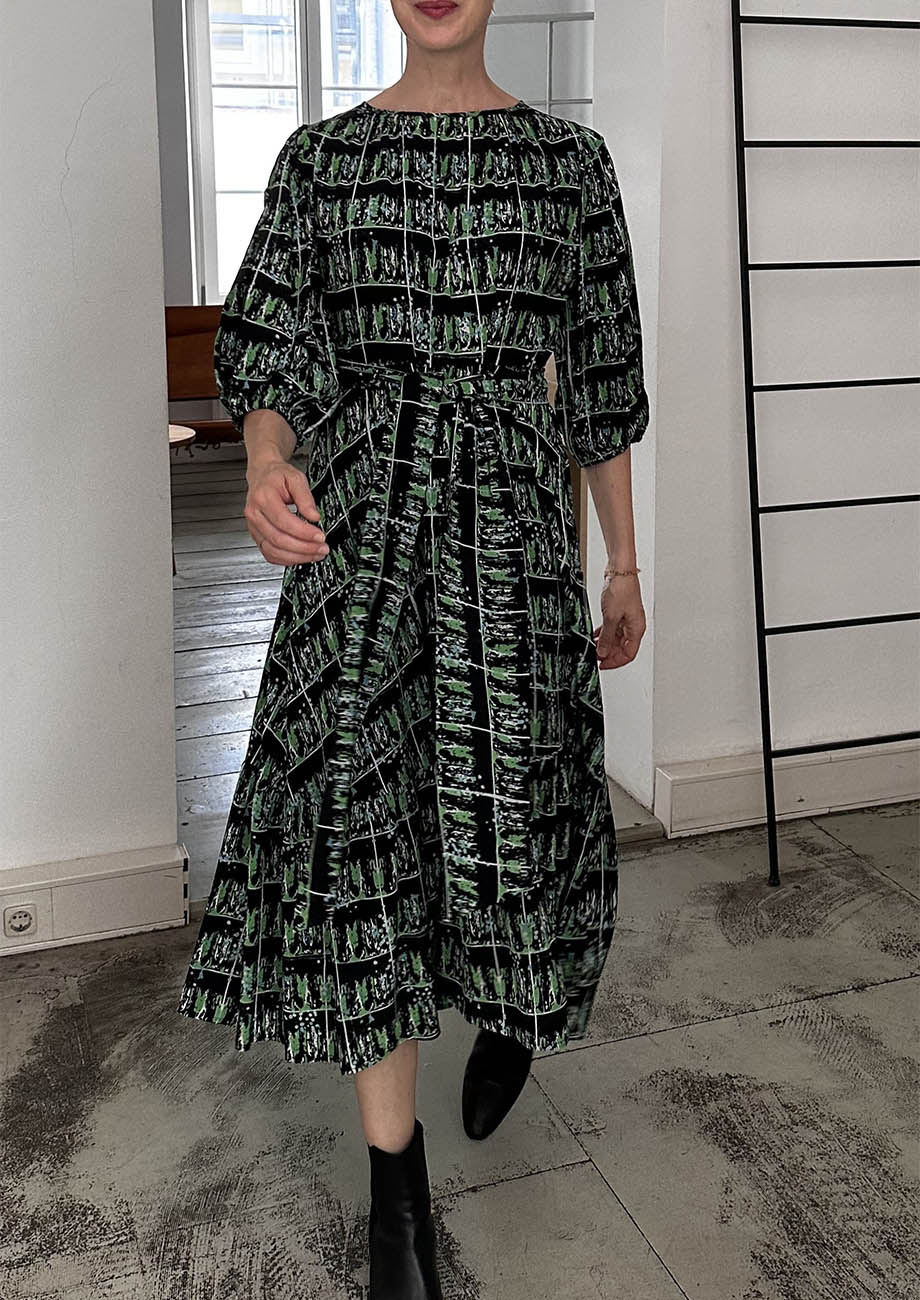 BELT SEIDENKLEID - BLACK GREEN-1