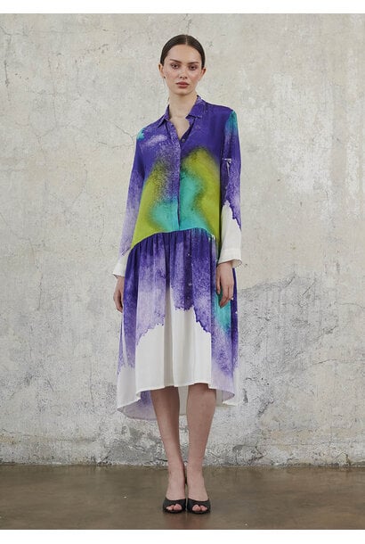 OUR SILK DRESS  - BLUE GREEN