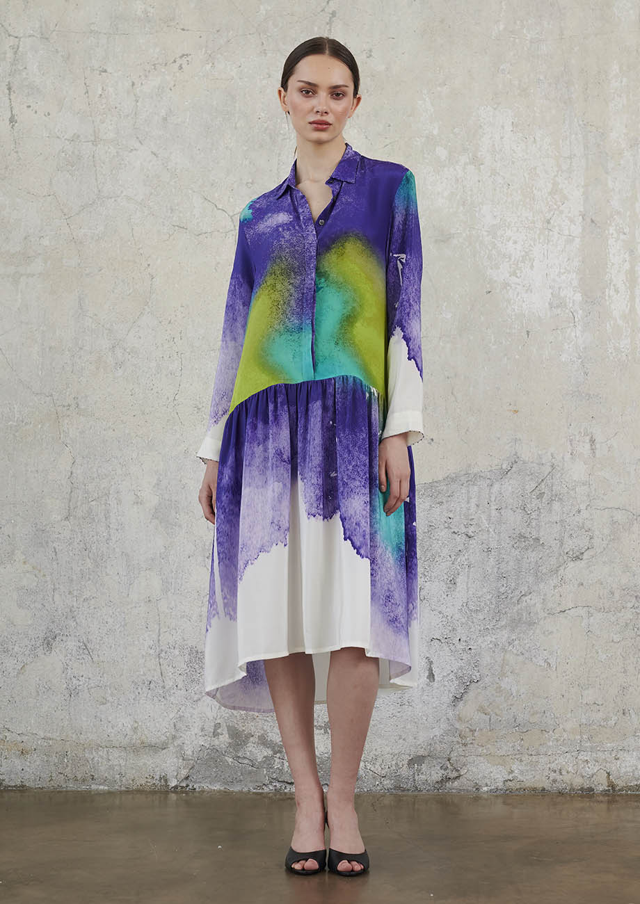 OUR SILK DRESS - BLUE GREEN-1