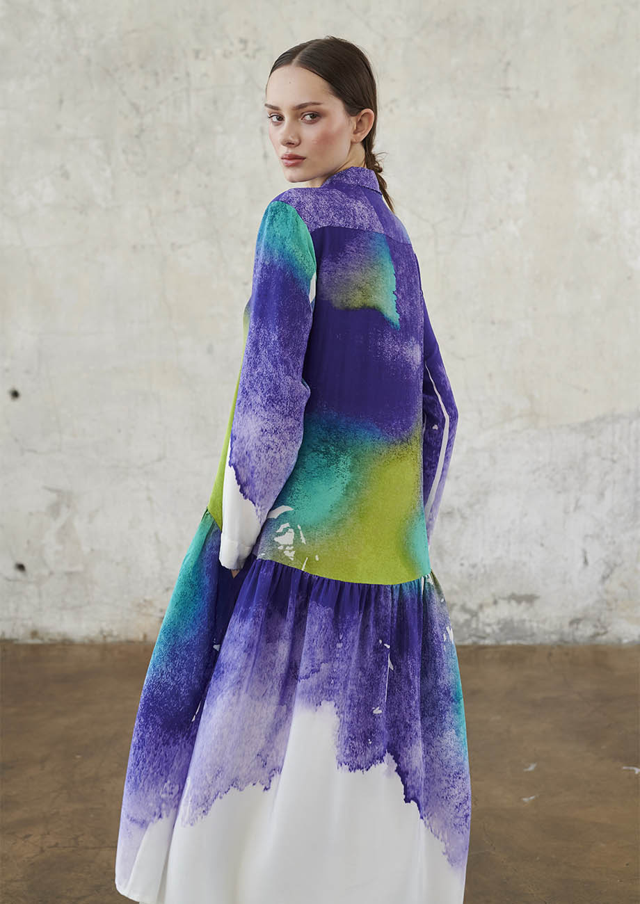 OUR SILK DRESS - BLUE GREEN-2