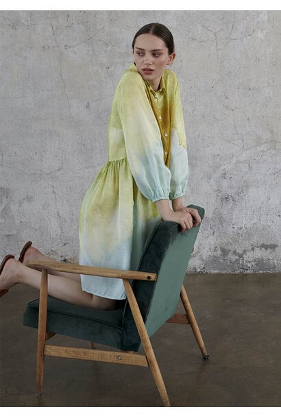 BLOUSE SILK DRESS SHORT - MUSTARD