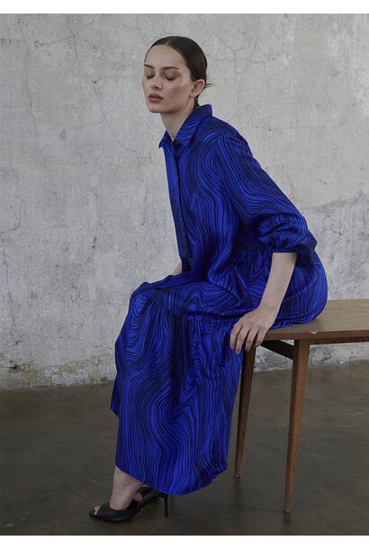 BLOUSE SILK DRESS LONG - STRONG BLUE