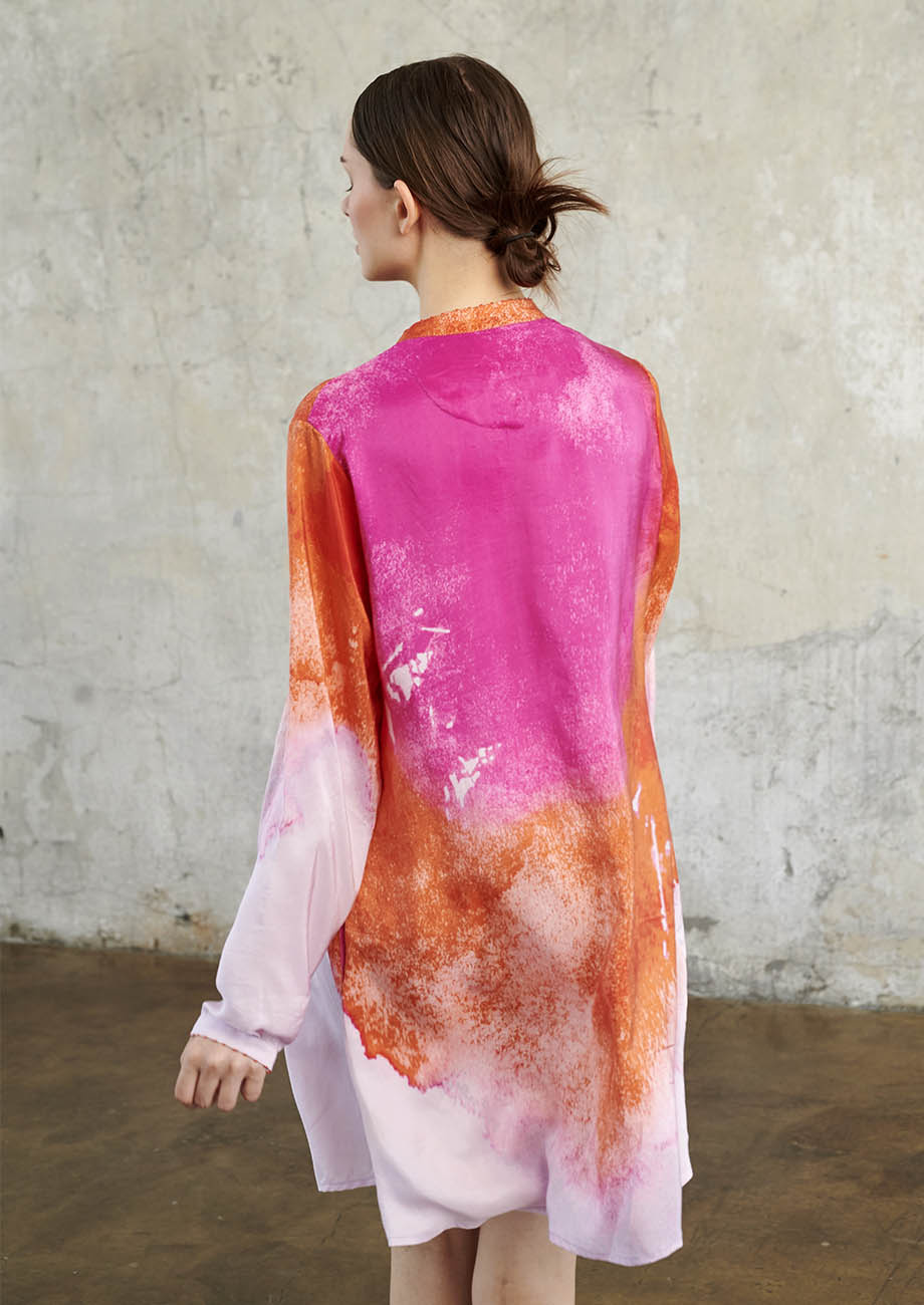 POLO SILK DRESS SHORT - PINK ORANGE-3