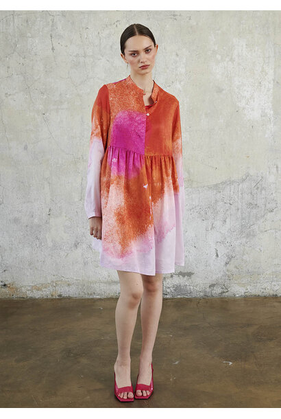 POLO SEIDENKLEID KURZ - PINK ORANGE