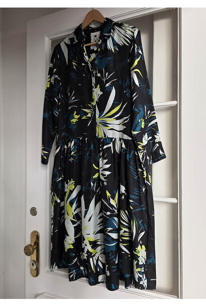 SHIRT SEIDENKLEID - BLACK LEMON