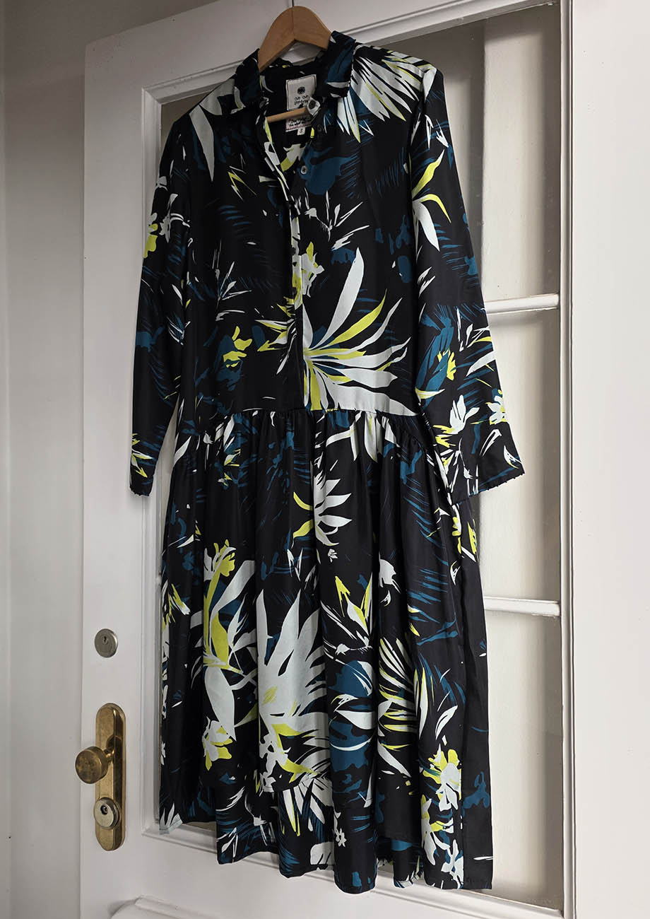 SHIRT SILK DRESS - BLACK LEMON-1