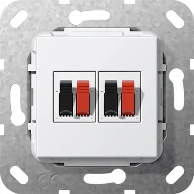 Gira Lautsprecheranschluss 2fach weiß glänzend (569303)