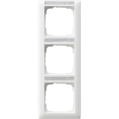 Gira Abdeckrahmen 3fach vertikal mit Beschriftungsfeld Standard 55 weiß glänzend (110303)