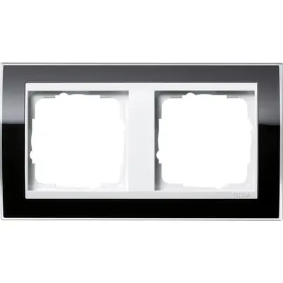 Gira Abdeckrahmen 2-fach Event Klar schwarz glänzend/weiß glänzend (0212733)