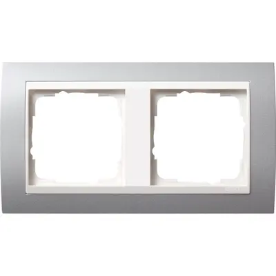 Gira Abdeckrahmen 2-fach Event aluminium mat/weiß glänzend (0212326)