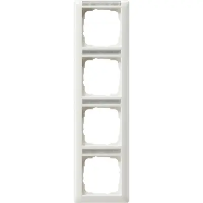 Gira Abdeckrahmen 4fach vertikal mit Beschriftungsfeld Standard 55 weiß glänzend (111403)