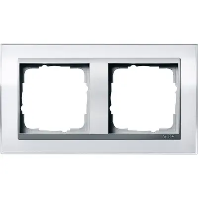 Gira Abdeckrahmen 2-fach Event Klar weiß glänzend/aluminium matt (0212726)