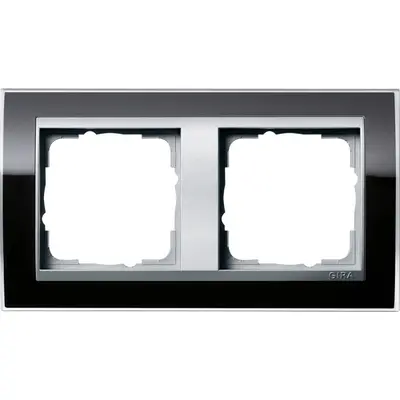 Gira Abdeckrahmen 2-fach Event Klar schwarz glänzend/aluminium matt (0212736)