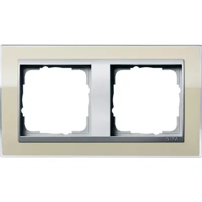 Gira Abdeckrahmen 2-fach Event Klar sand glänzend/aluminium matt (0212776)
