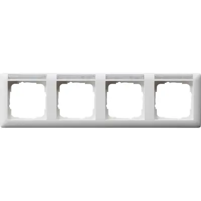 Gira Abdeckrahmen 4fach horizontal mit Beschriftungsfeld Standard 55 weiß matt (109427)