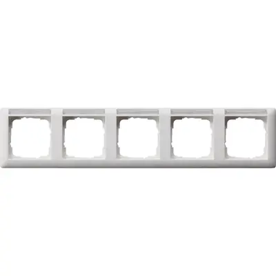 Gira Abdeckrahmen 5fach horizontal mit Beschriftungsfeld Standard 55 weiß matt (109527)