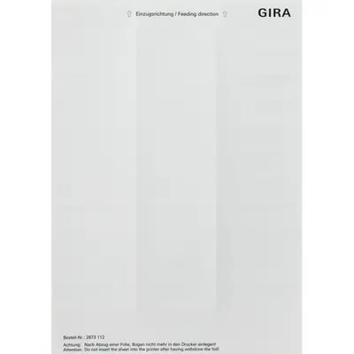 Gira beschriftungsbögen 21,8 x 67 mm Zubehör Reinweiß (2873112)