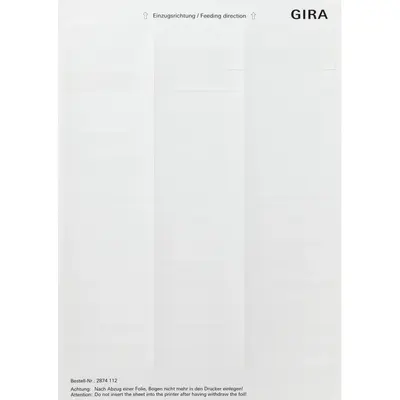 Gira beschriftungsbögen 15,8 x 67 mm Zubehör Reinweiß (2874112)