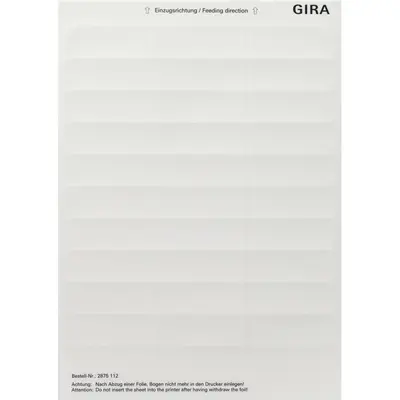 Gira beschriftungsbögen 23,7 x 66,3 mm Zubehör Reinweiß (2875112)