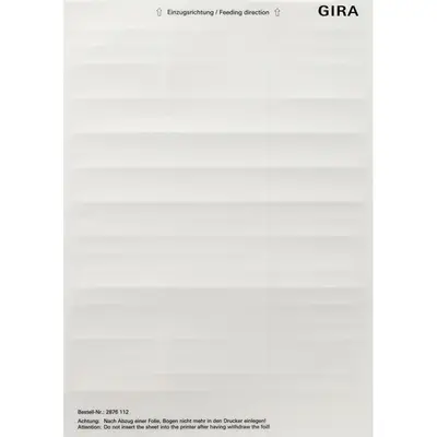 Gira beschriftungsbögen 11,7 x 66,3 mm Zubehör Reinweiß (2876112)