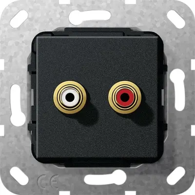 Gira Einsatz Cinch-Audio Lötanschluss schwarz matt (563210)