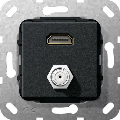 Gira HDMI SAT-F-Buchse Kpl. Einsatz Schwarz m (567510)