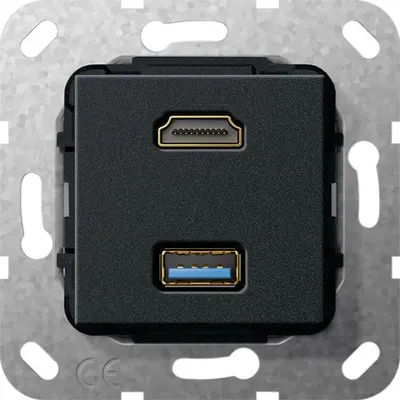 Gira HDMI USB 3.0 A Kpl. Einsatz Schwarz m (567810)