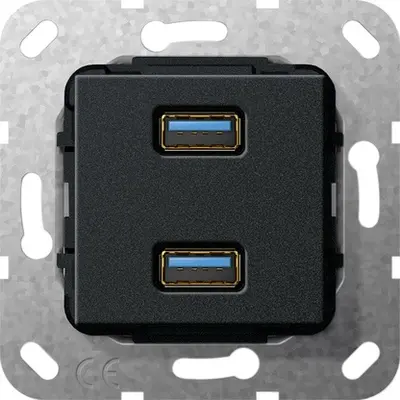 Gira USB 3.0 A 2-fach Kpl. Einsatz Schwarz m (568410)