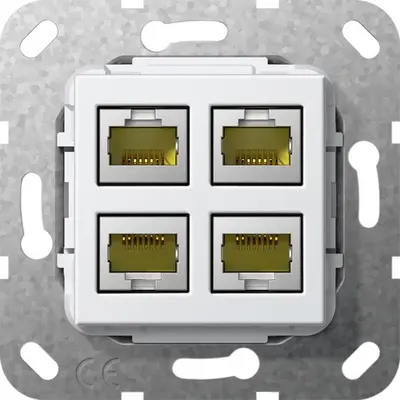 Gira MJ RJ45 Cat.6A 10 Gbit 4-fach Kpl. Einsatz Reinweiß (569803)