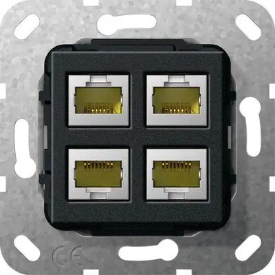 Gira MJ RJ45 Cat.6A 10 Gbit 4-fach Kpl. Einsatz Schwarz m (569810)