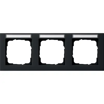 Gira Abdeckrahmen 3-fach horizontal Beschriftungsfeld E2 schwarz matt (109309)