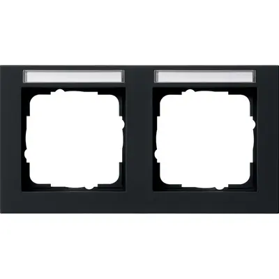 Gira Abdeckrahmen 2-fach horizontal Beschriftungsfeld E2 schwarz matt (109209)