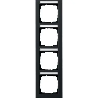 Gira Abdeckrahmen 4-fach vertikal Beschriftungsfeld E2 schwarz matt (111409)