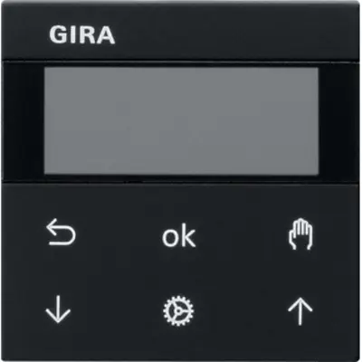 Gira System 3000 Jalousie- und Zeitschaltuhr bedienaufsatz mit display System 55 schwarz matt (5366005)